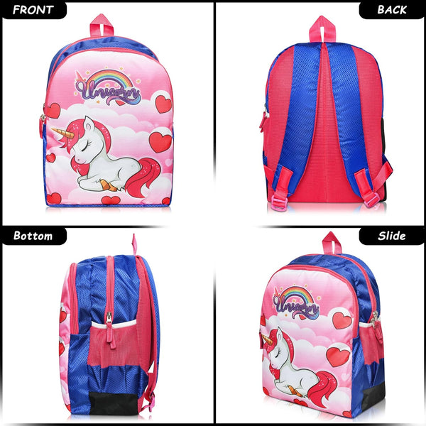 Printed Bag For Kids Kinder Garden | Nursery Stylish and Trendy Print - 14 Inches | 18L RED Unicorn