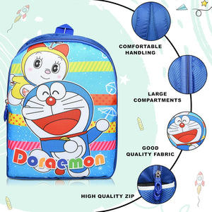 Printed Bag For Kids Kinder Garden | Nursery Stylish and Trendy Print - 14 Inches | 18L RED Doraemon
