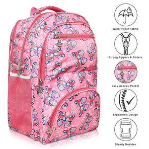 Stylbase Multi Printed Waterproof Bag Ideal For Tuition College Backpack School Bag For Girls 12 years Stylish and Trendy bag for girls 18 Inch Pink
