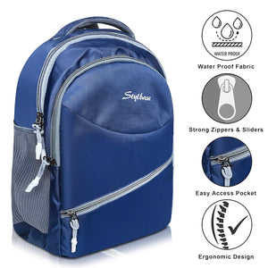 Unisex Casual Backpack School College & Travelling Use with 3 Compartments Bottle and Front Pocket - 20L  ( Blue)