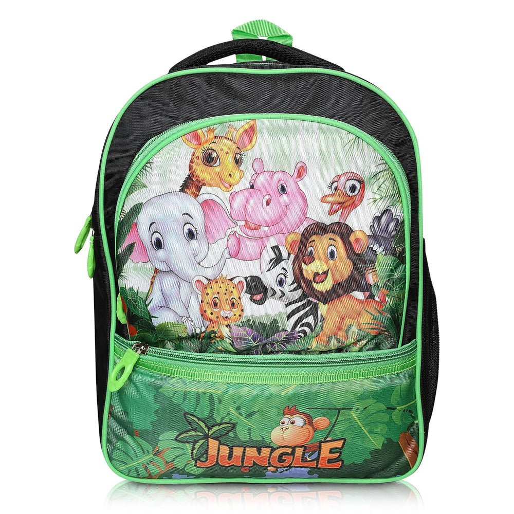 Printed School Bag for Kids | Kids Bag Ideal for UKG, Nursery and Class 2 (Age 5-7 years) | 18L (Jungle)