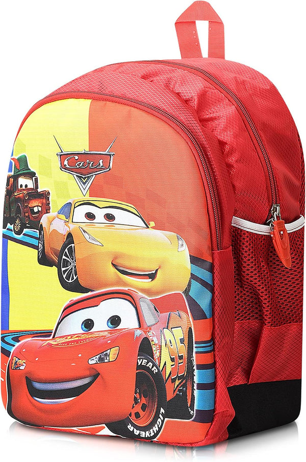 Stylbase Lightweight Polyester Casual Kids School Bag for Boys And Girls Car Cartoon Printed Waterproof Backpack Bag Ideal for Small Kids Bag lkg ukg nursery class 3-5 Years 14 inches