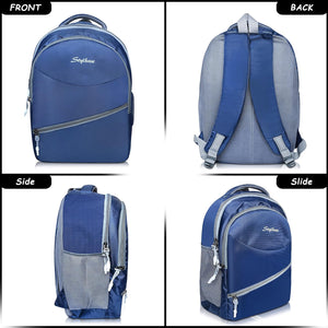 Unisex Casual Backpack School College & Travelling Use with 3 Compartments Bottle and Front Pocket - 20L  ( Blue)