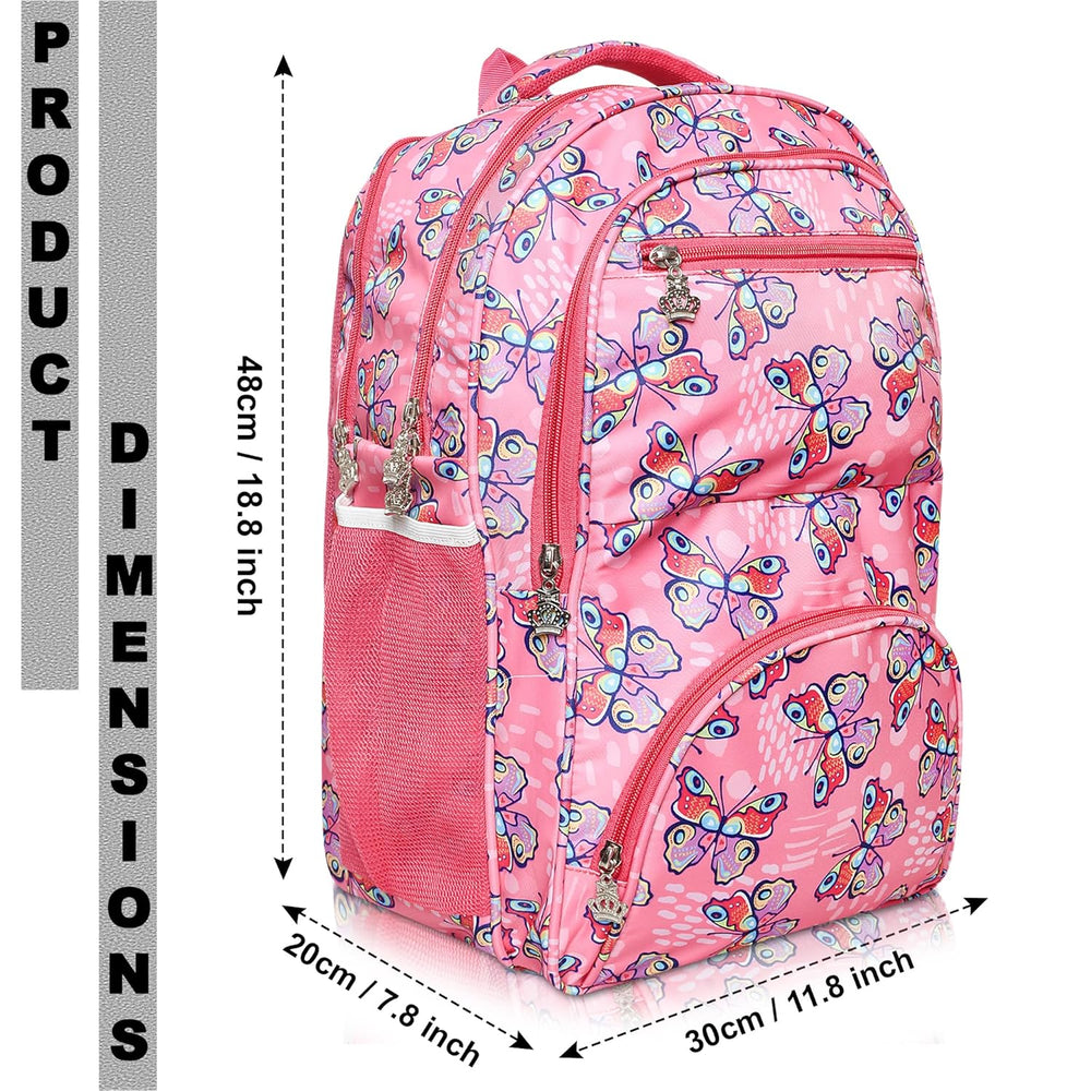 Stylbase Multi Printed Waterproof Bag Ideal For Tuition College Backpack School Bag For Girls 12 years Stylish and Trendy bag for girls 18 Inch Pink