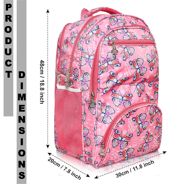 Stylbase Multi Printed Waterproof Bag Ideal For Tuition College Backpack School Bag For Girls 12 years Stylish and Trendy bag for girls 18 Inch Pink