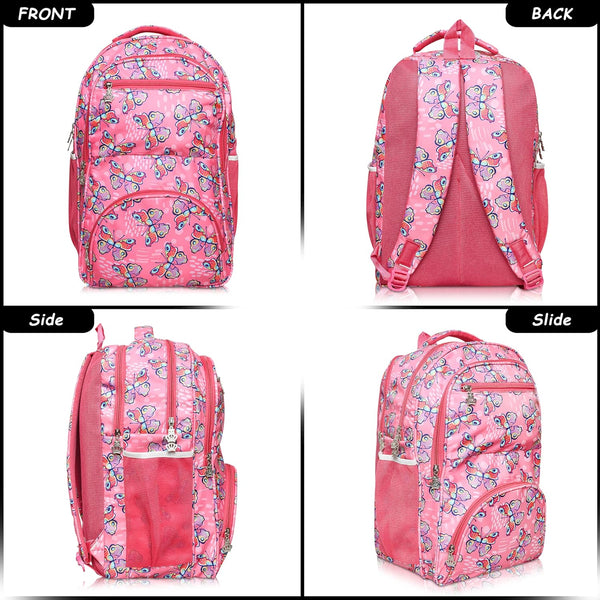 Stylbase Multi Printed Waterproof Bag Ideal For Tuition College Backpack School Bag For Girls 12 years Stylish and Trendy bag for girls 18 Inch Pink