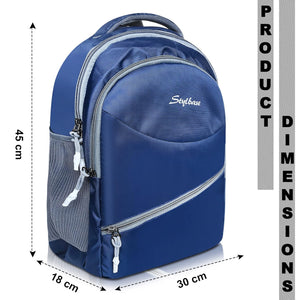 Unisex Casual Backpack School College & Travelling Use with 3 Compartments Bottle and Front Pocket - 20L  ( Blue)