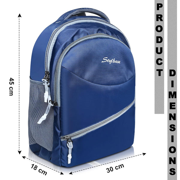 Unisex Casual Backpack School College & Travelling Use with 3 Compartments Bottle and Front Pocket - 20L  ( Blue)
