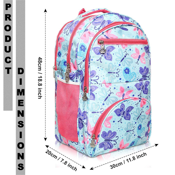 Stylbase Multi Printed Waterproof Bag Ideal For Tuition College Backpack School Bag For Girls 12 years Stylish and Trendy bag for girls 18 Inch Pink