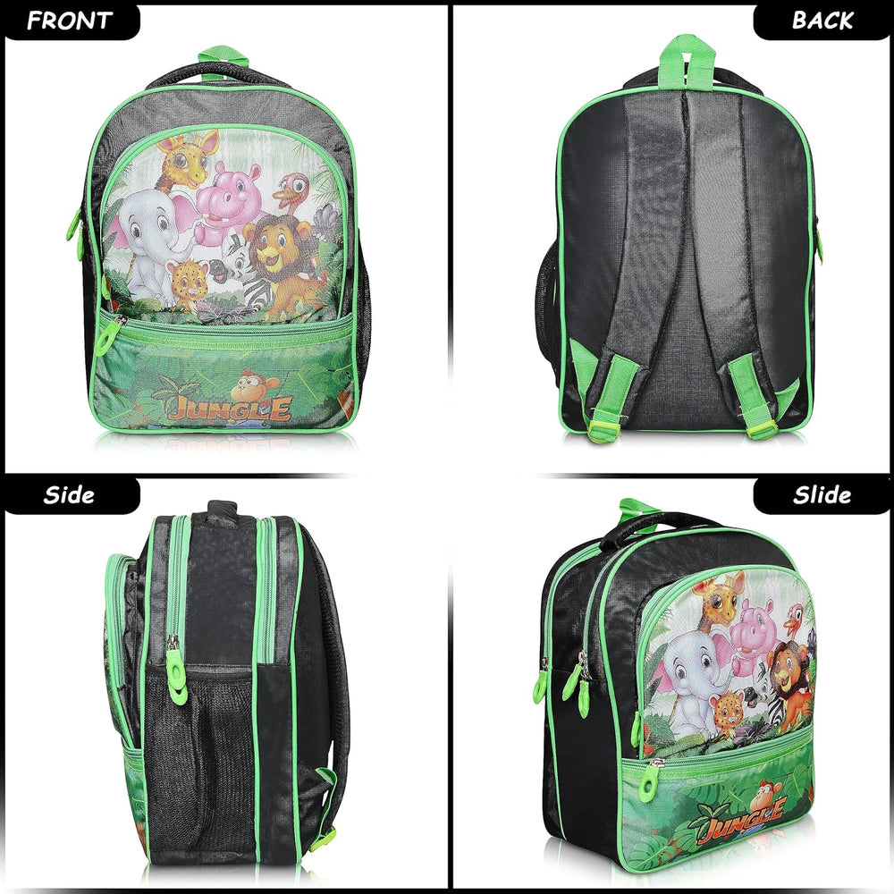 Printed School Bag for Kids | Kids Bag Ideal for UKG, Nursery and Class 2 (Age 5-7 years) | 18L (Jungle)