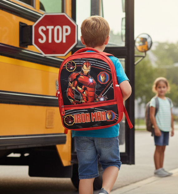 Printed School Bag for Kids | Kids Bag Ideal for UKG, Nursery and Class 2 (Age 5-7 years) | 18L (Iron-Man)