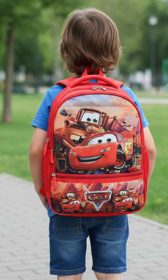 Printed School Bag for Kids | Kids Bag Ideal for UKG, Nursery and Class 2 (Age 5-7 years) | 18L (Pixar Car)